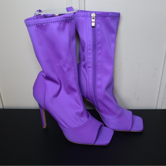 Pazzle Purple Stretch Square Open Toe Ankle Boots SIZE 8 - Picture 2 of 3
